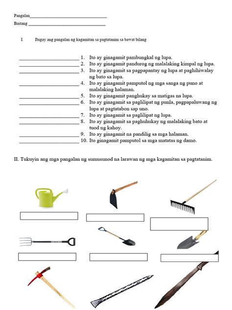 Pagtatahi worksheet .